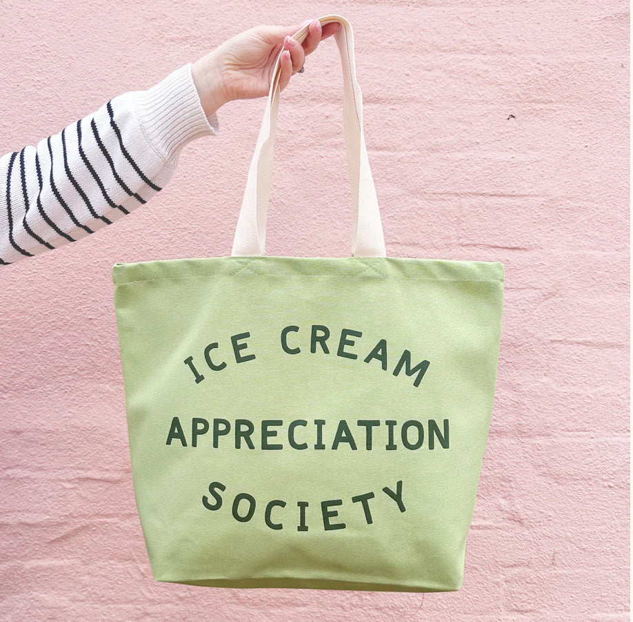 Ice Cream Appreciation Society Canvas Tote Bag, Pistachio