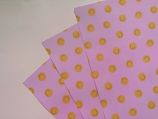 Pink and Yellow Smiley Face Gift Wrap