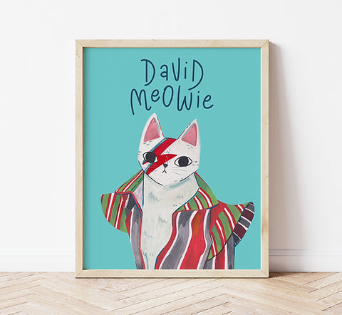 Iconic Cats - David Bowie Ziggy Stardust cat print A4