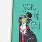 Iconic Cats - Son of Man cat print A4