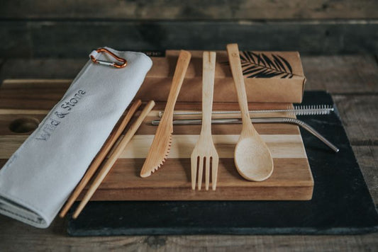 Reusable Bamboo Picnic Cutlery Set - 8 Piece