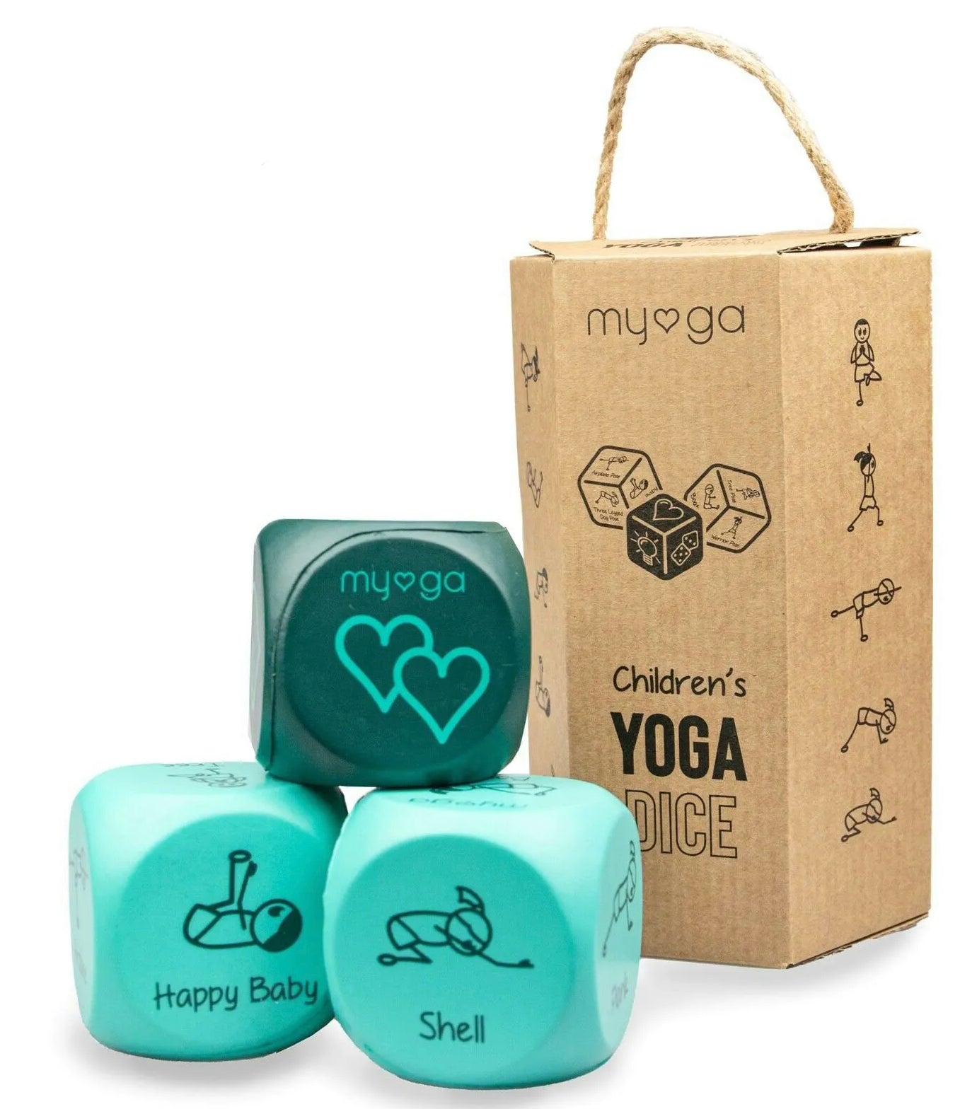 Myga Adults Yoga Dice Game - Set of 3 Yoga Dice - 2 Pose Dice and 1 Action  Dice - 12 Partner Yoga Poses - 6 Action Cues - Workout Fun Fitness