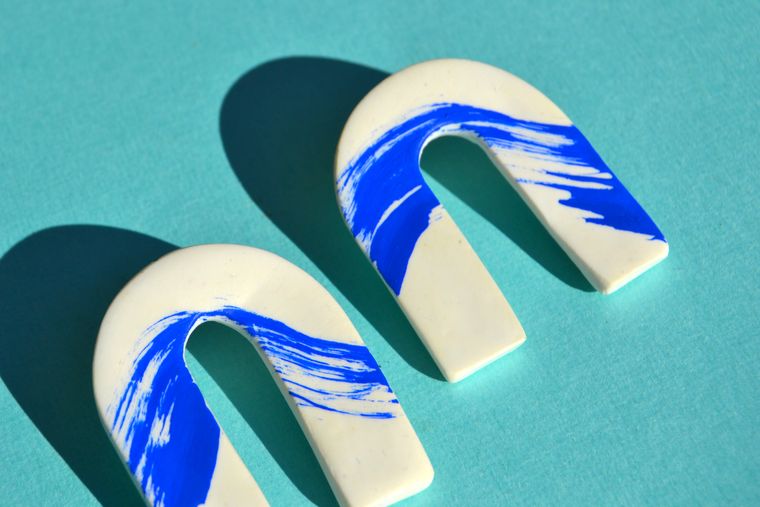 Blue Wave Clay Arches Earrings