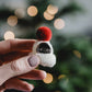 Christmas Knitted Bobble Hat Badge - Grey/Pink Pom Pom