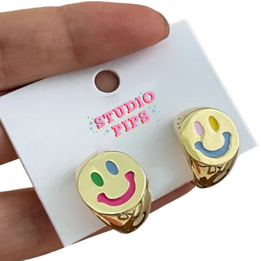 Smiley Face Gold Plated Earrings