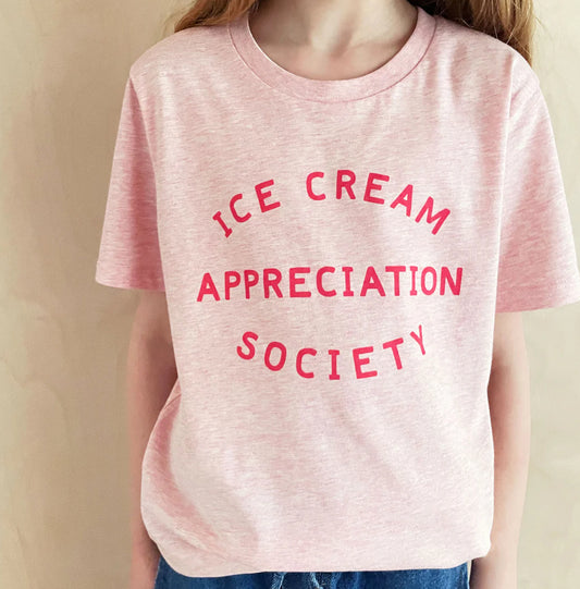 Ice Cream Appreciation Society Kids T-Shirt, Heather Pink Colourway