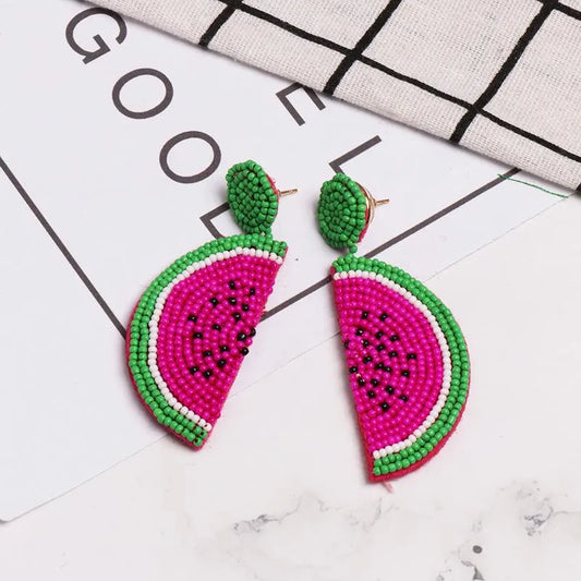 Watermelon Beaded Drop Earring