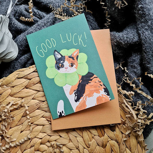 Calico Cat Good Luck card