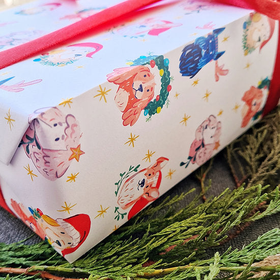 Christmas puppies wrapping paper