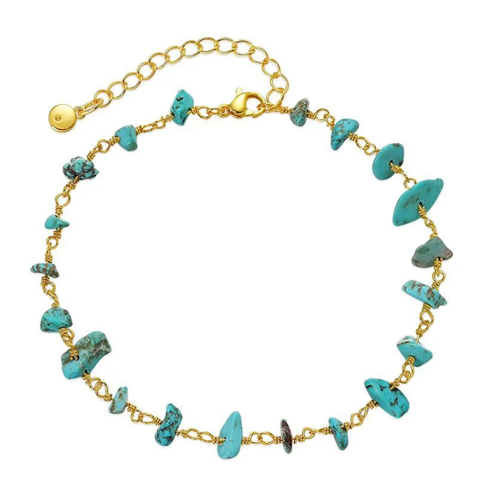 Turquoise Copper 18K Gold Plated Anklet