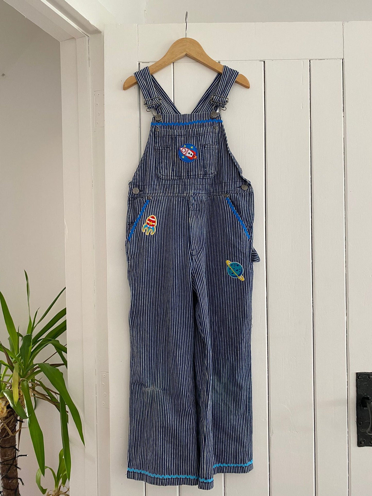 KEY Upcycled Vintage Striped Dungarees