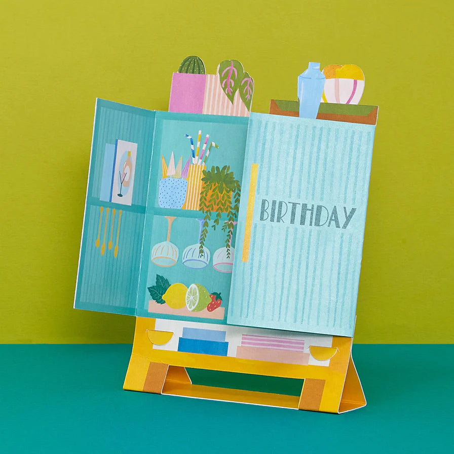 ‘Happy Birthday’ drinks cabinet 3D fold out card | Birthday Card