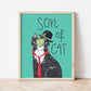 Iconic Cats - Son of Man cat print A4