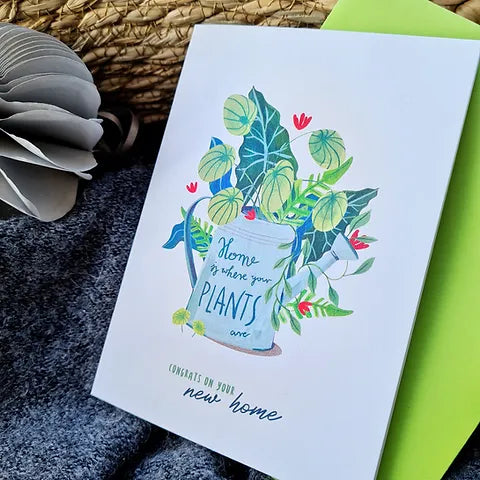 New Home plant pot card greeting card
