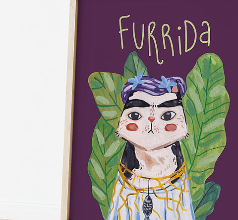 Iconic Cats - Frida Kahlo cat print A4