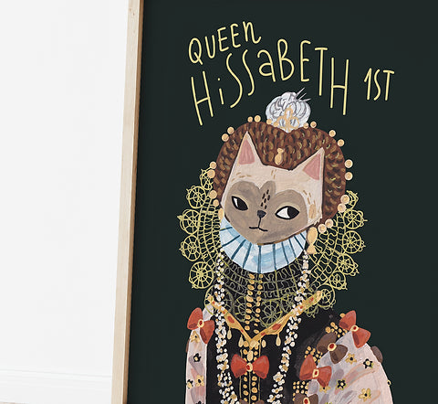 Iconic Cats - Queen Elizabeth the First cat print A4