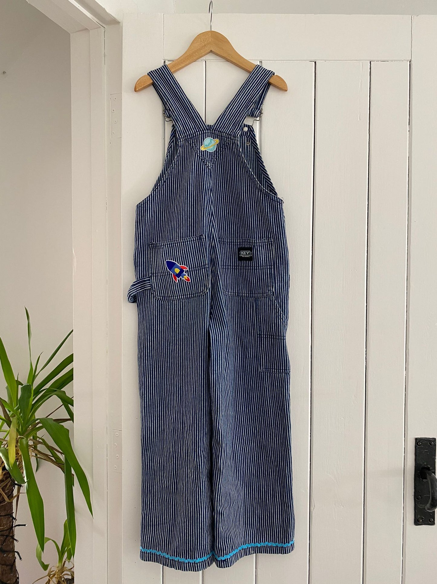 KEY Upcycled Vintage Striped Dungarees