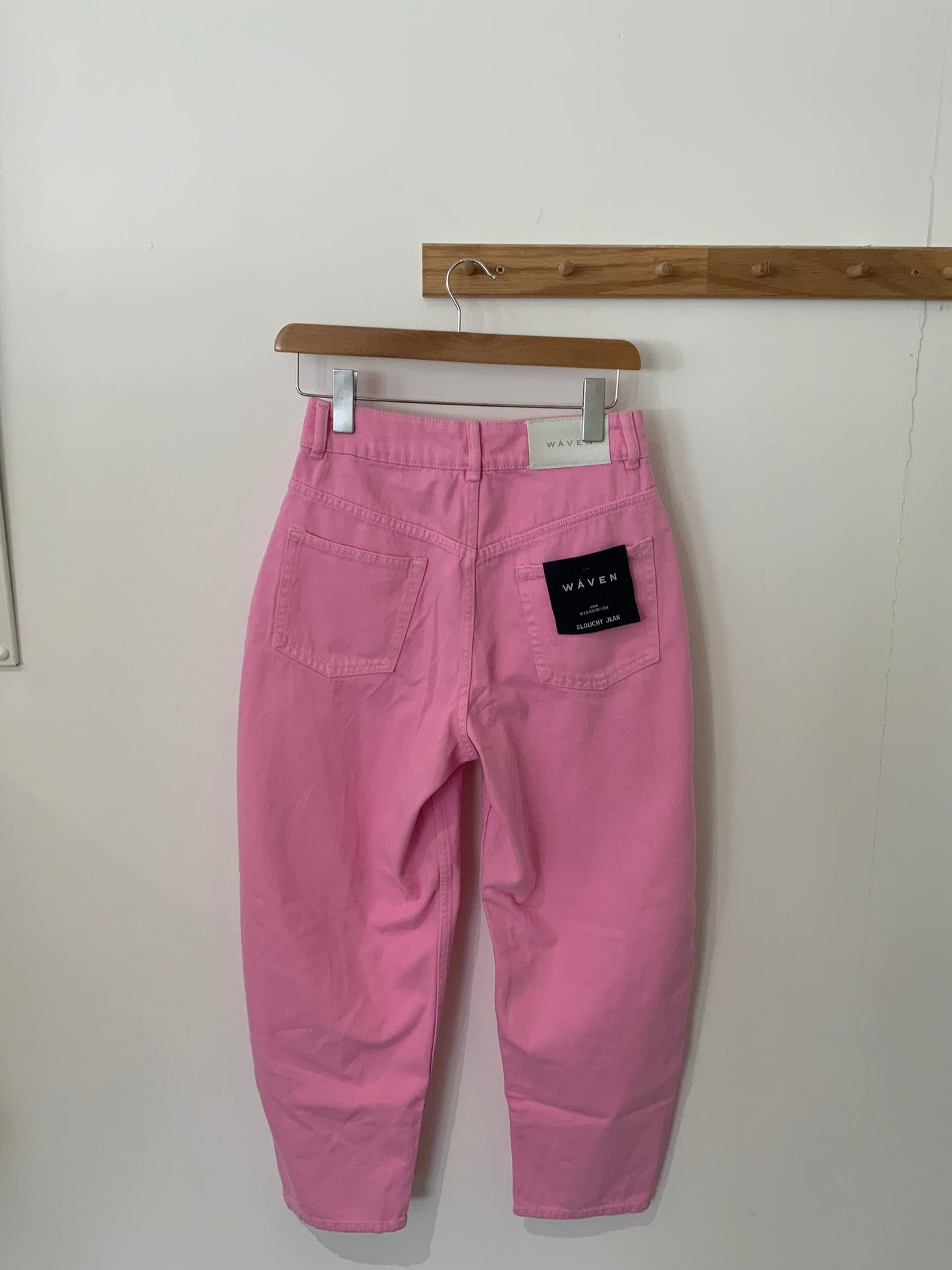 Waven Balloon Mom Fit Jeans in Pink