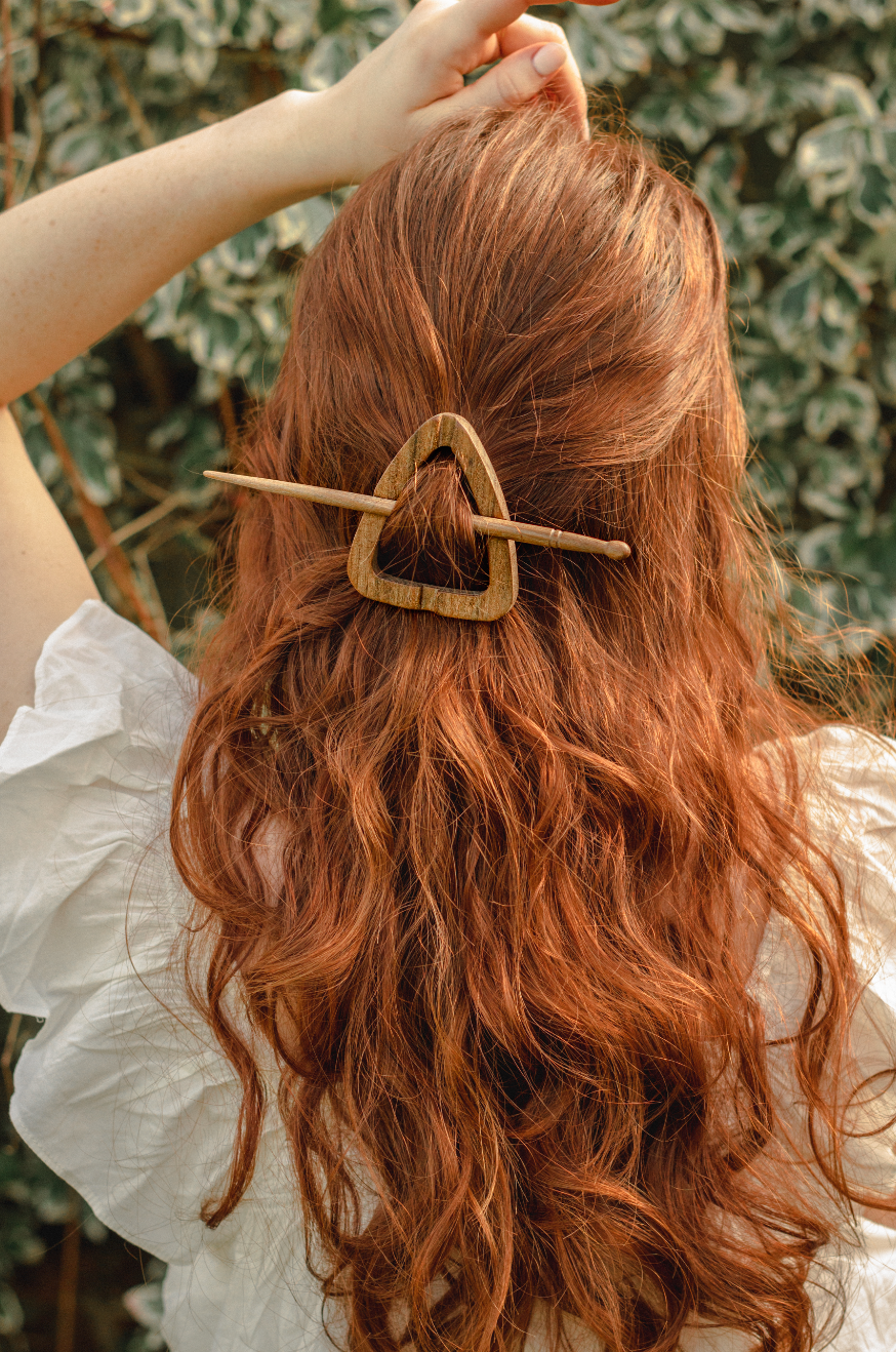 Black Wood Triangle Sustainable Hair Pin