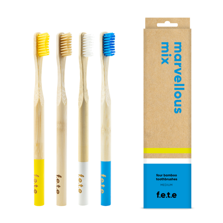 f.e.t.e | 'Marvellous Mix' Medium Bamboo Toothbrush Multipack