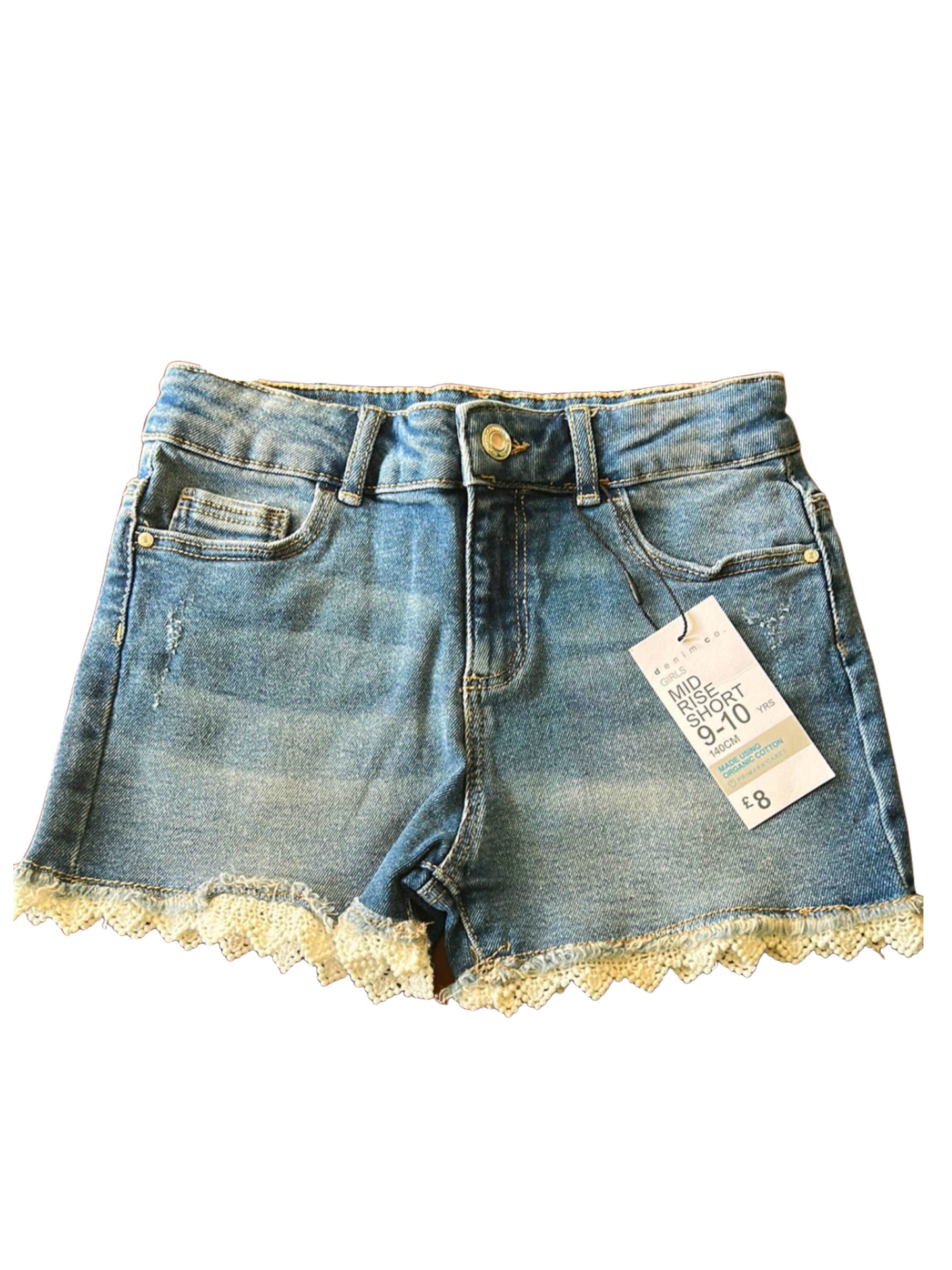 Primark new with tags denim shirts w/ lace frill age 9-10