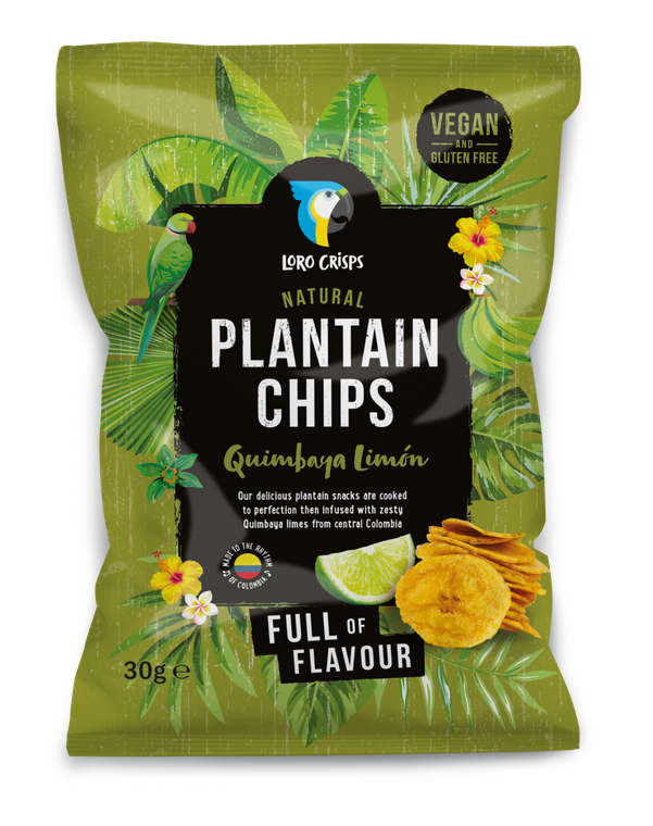 Quimbaya Limón (Green Plantain with Lime Flavour) - Loro Plantain Chips