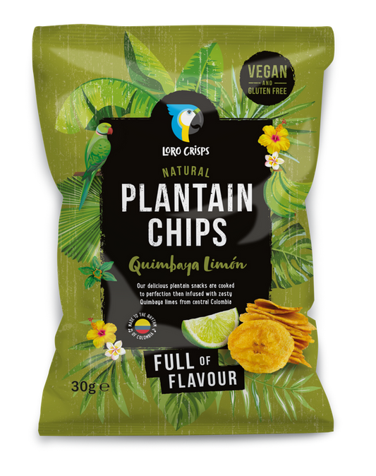 Quimbaya Limón (Green Plantain with Lime Flavour) - Loro Plantain Chips