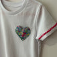 Floral heart pocket handmade T-shirt