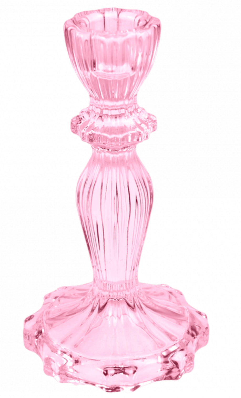 Tall Pink Glass Candle Holder