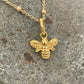 Dainty Bee Necklace 14ct Gold Vermeil 18”