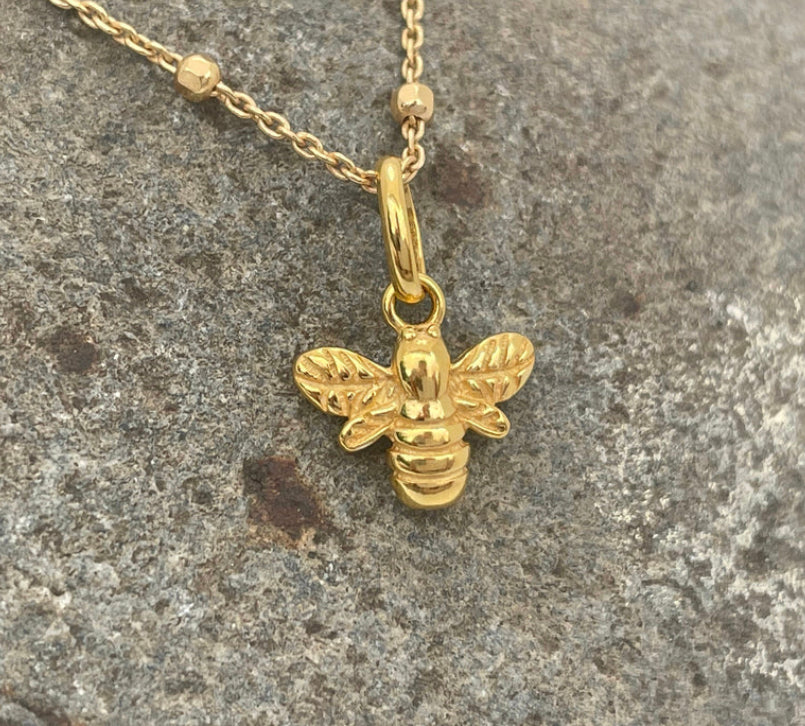 Dainty Bee Necklace 14ct Gold Vermeil 18”