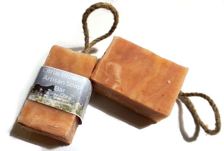 Citrus Blossom Cold Process Soap On a Rope 100g