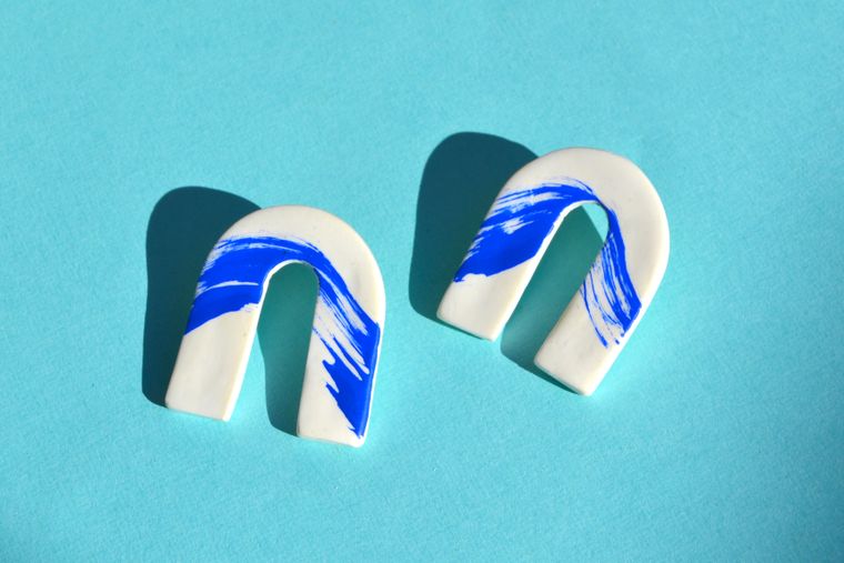 Blue Wave Clay Arches Earrings